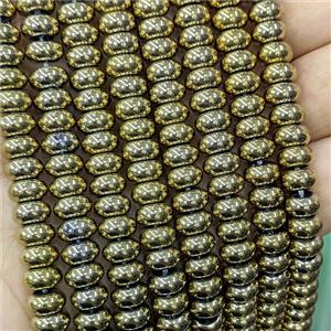 Crystal Glass Rondelle Beads Smooth Gold Plated, approx 5x8mm [GS3033]