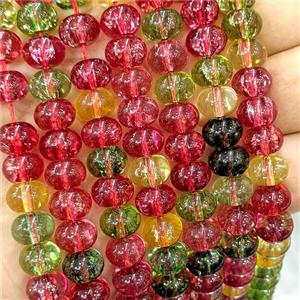 Crackle Glass Rondelle Beads Smooth Multicolor, approx 6-10mm [GS3039]