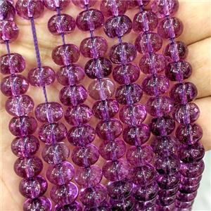 Crackle Glass Rondelle Beads Smooth Purple, approx 6-10mm [GS3040]