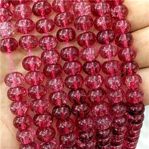 Crackle Glass Rondelle Beads Smooth Red, approx 6-10mm [GS3042]