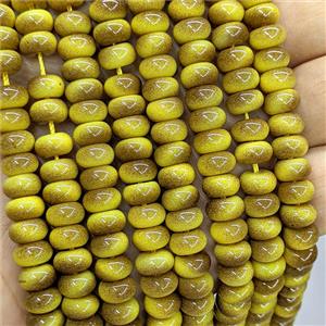 Tiger Eye Glass Rondelle Beads Smooth Golden, approx 5x8mm [GS3054]