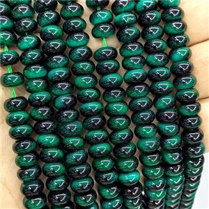 Tiger Eye Glass Rondelle Beads Smooth Green, approx 5x8mm [GS3058]