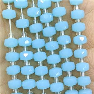 Aqua Jadeite Glass Rondelle Beads Faceted, approx 8mm [GS3066]