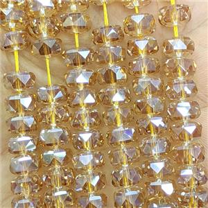 Champagne Crystal Glass Rondelle Beads Faceted Electroplated, approx 8mm [GS3089]