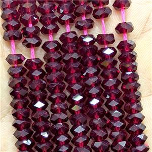 Red Crystal Glass Heishi Beads Faceted, approx 4x8mm [GS3111-4X8MM]