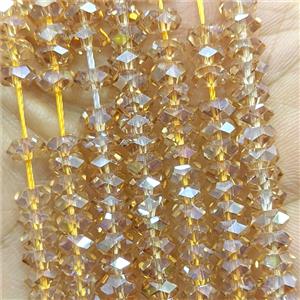 Champagne Crystal Glass Heishi Beads Faceted Electroplated, approx 4x8mm [GS3123-4X8MM]