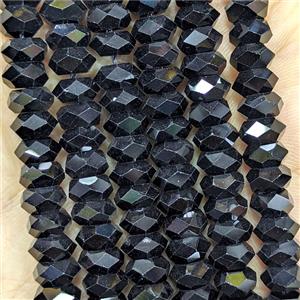 Black Crystal Glass Heishi Beads Faceted, approx 2x4mm [GS3128-2X4MM]