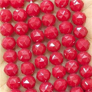 Jadeite Glass Round Beads Cutted Red, approx 6mm [GS3137-6MM]