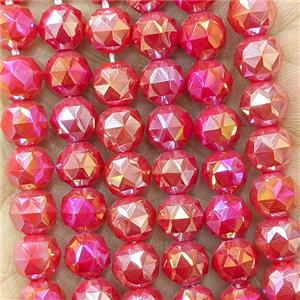 Red Jadeite Glass Round Beads Cutted Electroplated, approx 6mm [GS3138-6MM]