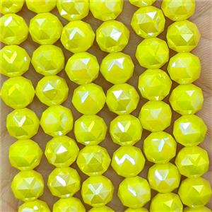 Lemonyellow Jadeite Glass Round Beads Cutted Electroplated, approx 6mm [GS3145-6MM]