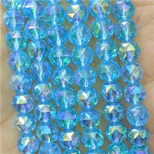 Aqua Crystal Glass Round Beads Cutted AB-Color Electroplated, approx 6mm [GS3157-6MM]