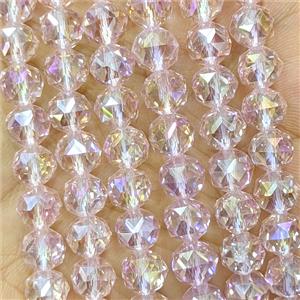 Lt.pink Crystal Glass Round Beads Cutted Electroplated, approx 6mm [GS3160-6MM]
