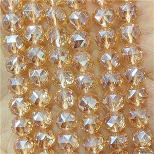 Champagne Crystal Glass Round Beads Cutted Electroplated, approx 6mm [GS3162-6MM]