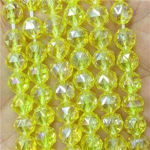 Lemonyellow Crystal Glass Round Beads Cutted Electroplated, approx 10mm [GS3164-10MM]