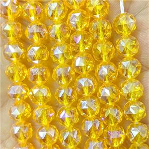 Orange Crystal Glass Round Beads Cutted Electroplated, approx 6mm [GS3165-6MM]