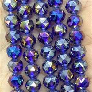 Blue Crystal Glass Round Beads Cutted Electroplated, approx 6mm [GS3169-6MM]