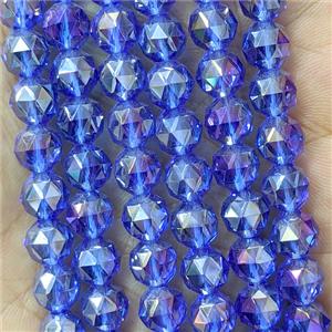 Blue Crystal Glass Round Beads Cutted Electroplated, approx 6mm [GS3170-6MM]