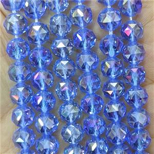 Blue Crystal Glass Round Beads Cutted Electroplated, approx 6mm [GS3171-6MM]