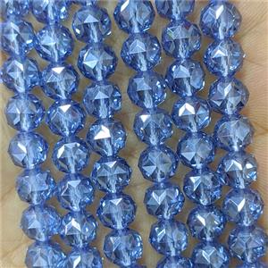 Blue Crystal Glass Round Beads Cutted Electroplated, approx 6mm [GS3172-6MM]