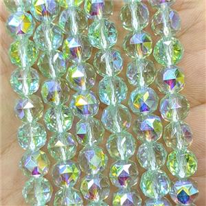 Lt.green Crystal Glass Round Beads Cutted Electroplated, approx 6mm [GS3173-6MM]