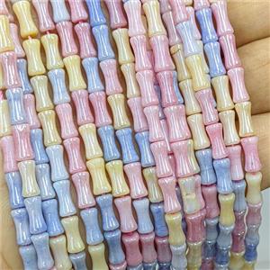 Jadeite Glass Bamboo Beads Faceted Multicolor, approx 4-9mm [GS3193]