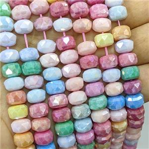 Jadeite Glass Beads Multicolor Faceted Rondelle, approx 10mm [GS3202]