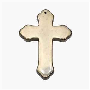 Hematite Cross Pendant, approx 34-48mm [HB1509]