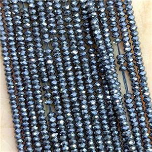 Black Hematite Beads Faceted Rondelle, approx 1.5x3mm [HB1512-3MM]