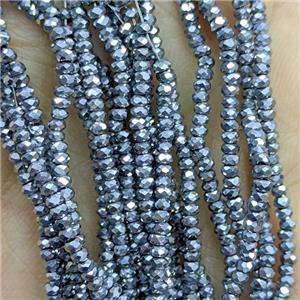 Hematite Beads Faceted Rondelle Platinum Plated, approx 1.5x3mm [HB1513-3MM]