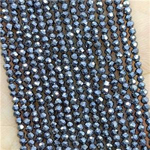 Black Hematite Beads Faceted Round, approx 2mm [HB1515]