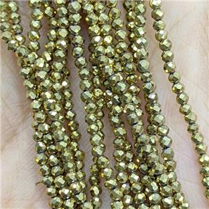 Hematite Beads Faceted Round Gold Plated, approx 2mm [HB1517]