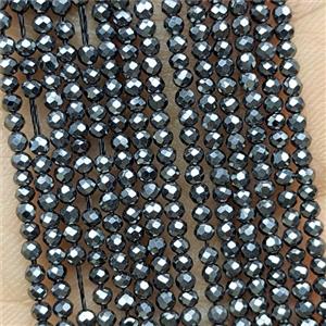 Black Hematite Beads Faceted Round, approx 2mm [HB1518]