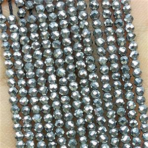 Hematite Beads Faceted Round Platinum Plated, approx 2mm [HB1519]