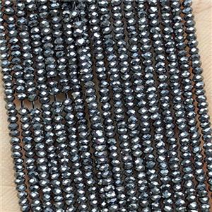 Black Hematite Beads Faceted Rondelle, approx 1x2mm [HB1521]