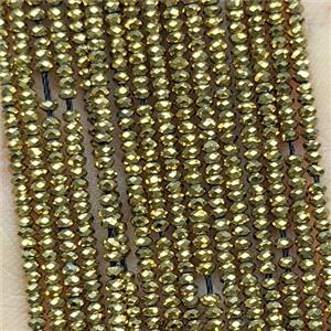 Hematite Beads Faceted Rondelle Gold Plated, approx 1x2mm [HB1523]
