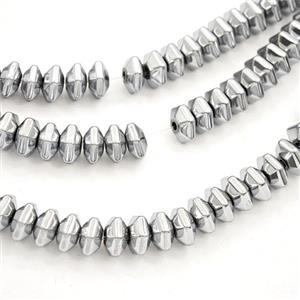Hematite Hexagon Beads Platinum plated, approx 4x8mm [HB1527]