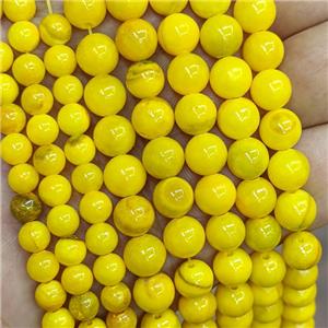 Yellow Botswana Jade Beads Dye Smooth Round, approx 6mm dia [JD10358-6MM]