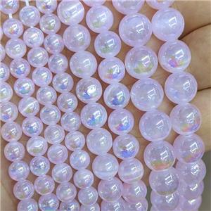 Naural Selenite Beads Electroplated Smooth Round, approx 10mm dia [JD10362-10MM]