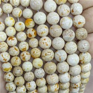 Natural River Jasper Beads Smooth Round Yellow Dye, approx 12mm [JD10375-12MM]