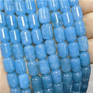 Natural Quartzite Jade Tube Beads Blue Dye, approx 8-12mm [JD10378]