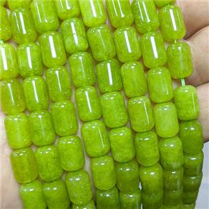 Natural Quartzite Jade Tube Beads Olive Dye, approx 8-12mm [JD10379]