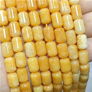 Natural Sponge Jade Tube Beads Yellow Dye, approx 8-12mm [JD10381]