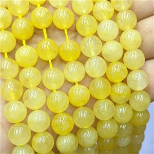 Yellow Quartzite Jade Round Beads Smooth Dye, approx 12mm [JD10398-12MM]