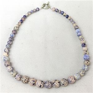 Natural River Jasper Graduated Necklace Purple Dye Smooth Round, approx 6-12mm [JT10242]