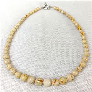 Natural River Jasper Graduated Necklace Yellow Dye Smooth Round, approx 6-12mm [JT10246]