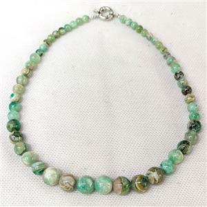 Natural Green Striped Jadeite Graduated Necklace Banded Smooth Round, approx 6-12mm [JT10247]