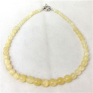 Yellow Selenite Graduated Necklace Smooth Round, approx 6-12mm [JT10248]