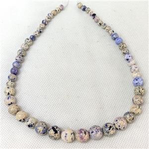 Natural River Jasper Graduated Beads Purple Dye Smooth Round, approx 6-12mm [JT10251]