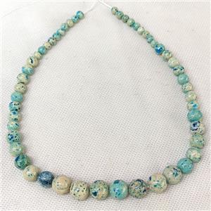 Natural River Jasper Graduated Beads Teal Dye Smooth Round, approx 6-12mm [JT10252]