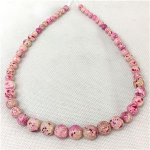 Natural River Jasper Graduated Beads Hotpink Dye Smooth Round, approx 6-12mm [JT10255]